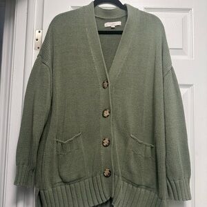 LOFT Sage Button-Up Cardigan